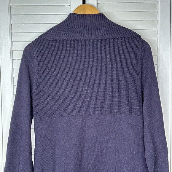 A. Giannetti Purple Merino Wool Blend‎ Cardigan Sweater L Shawl Collar Longline - Picture 9 of 11